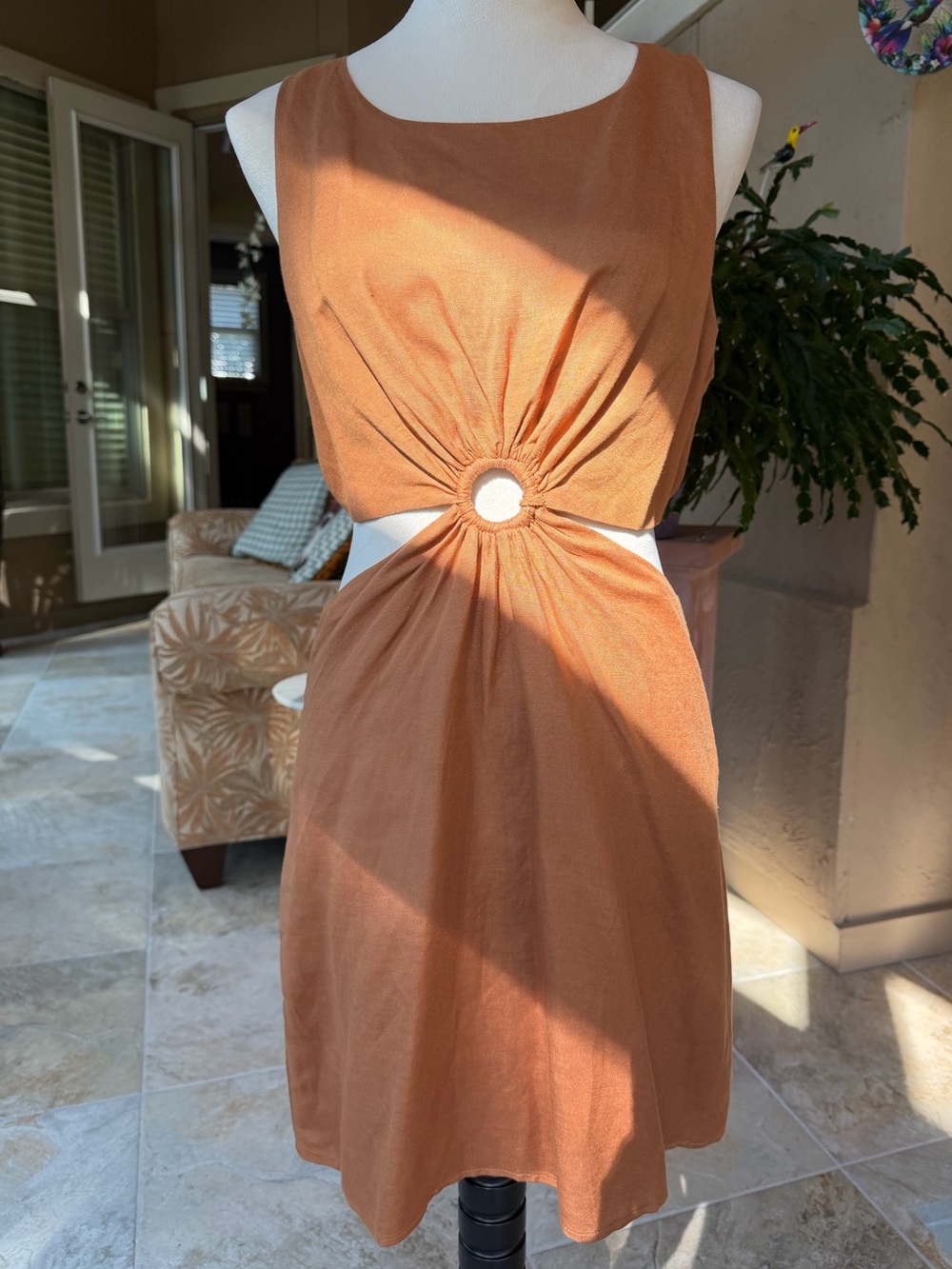 En Saison Rust Cutout Mini Dress with Ring Detail